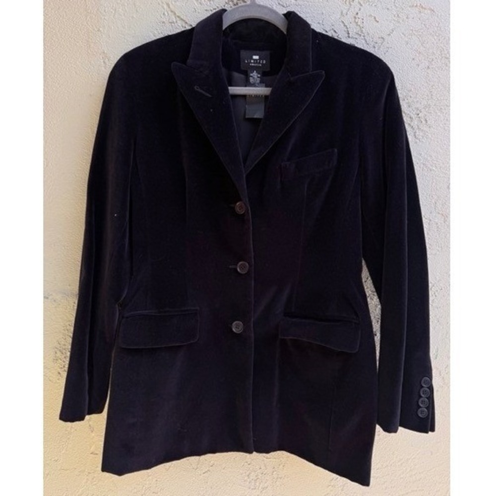 Vintage The Limited NEW Women Black Velvet Blazer Jacket Size 8 Office Goth